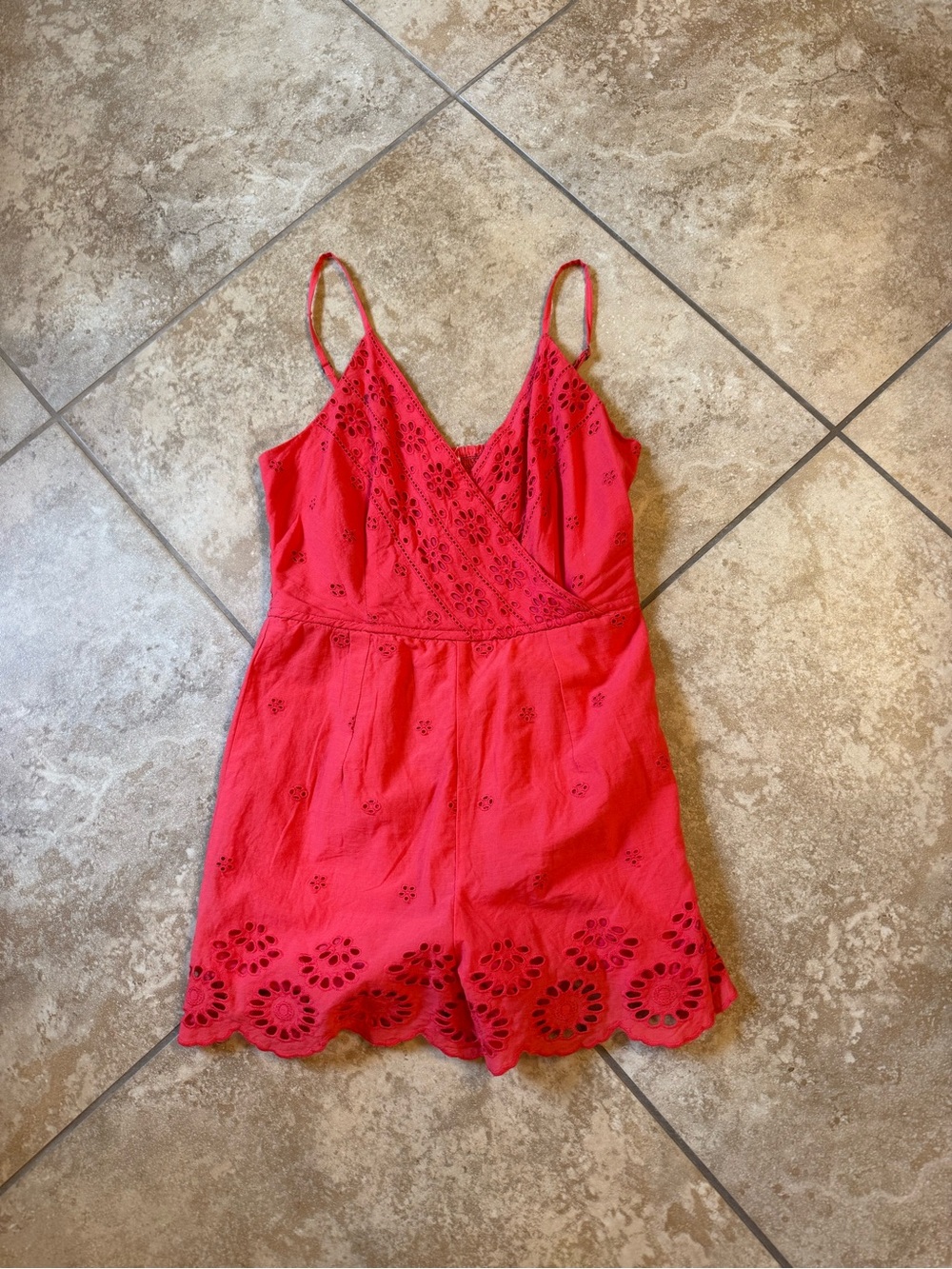 Sienna Sky Red Eyelet Lace Romper